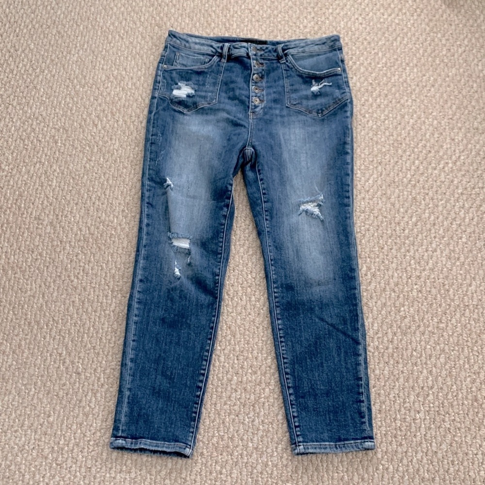 Risen Button Fly Patch Pocket Roll-Up Skinny - image 4